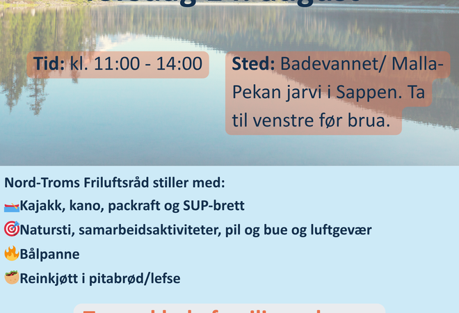 Bildet viser en plakat med samme informasjon som i artikkelen. Plakaten har et bilde av et vann og har fargene blå og oransje.
