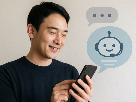 Japansk ung mann chatter