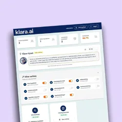 Slik ser dashbordet til Klara.ai ut – bransjeforeningen Arbeid og Inkluderings egenutviklede KI-verktøy.