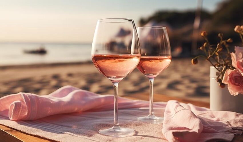 Vinglass på stranden