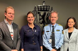 Fra venstre: Morten Rosenkvist, direktør i Utdanningsdirektoratet; Hege Nilssen, direktør i Bufdir; politidirektør Håkon Skulstad og Cathrine Lofthus, direktør i Helsedirektoratet. Foto: Politiet Gruppebilde: Fra venstre: Morten Rosenkvist, direktør i Utdanningsdirektoratet; Hege Nilssen, direktør i Bufdir; politidirektør Håkon Skulstad og Cathrine Lofthus, direktør i Helsedirektoratet.