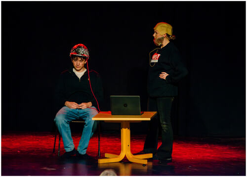 Her tester nyrektoren Erlend gammelrektoren Lars Olav med løgndektor. Her tester nyrektoren Erlend gammelrektoren Lars Olav med løgndektor.