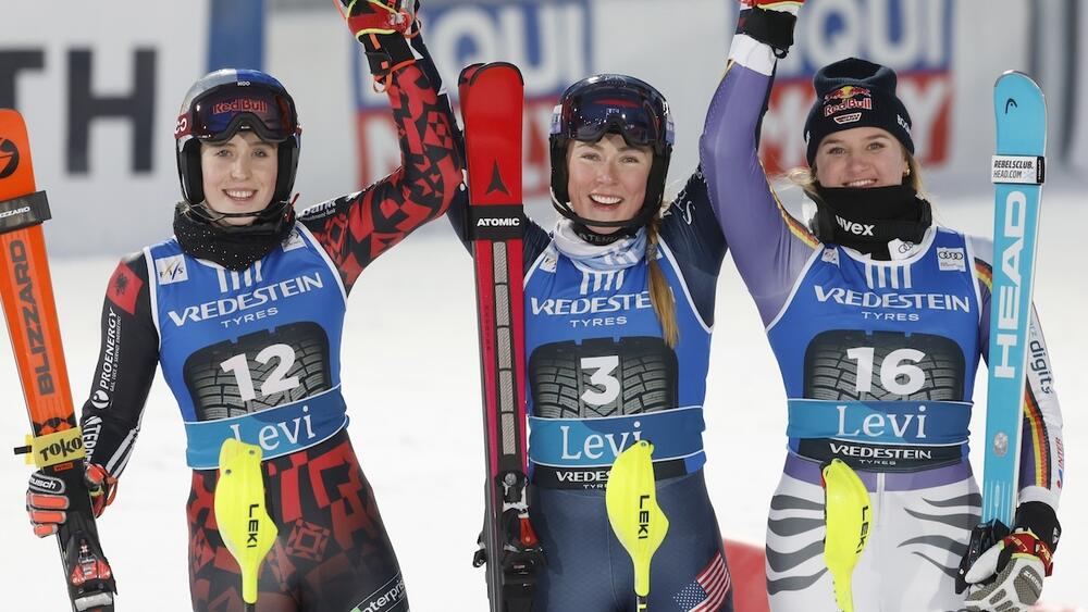 Ski alpin, le podium du slalom de Levi
