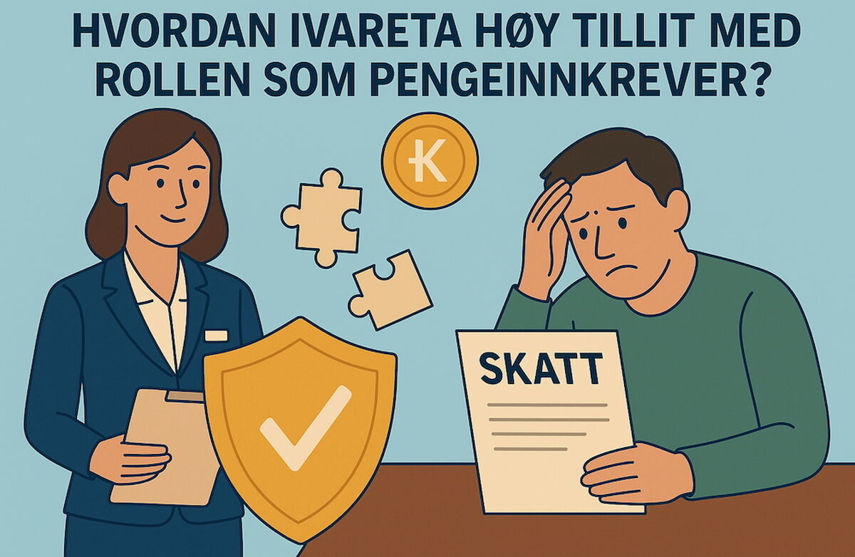 Illustrasjon: KI-generert Passende illustrasjon med kvinne med skatteskjema og en frustrert mann som skal betale skatt