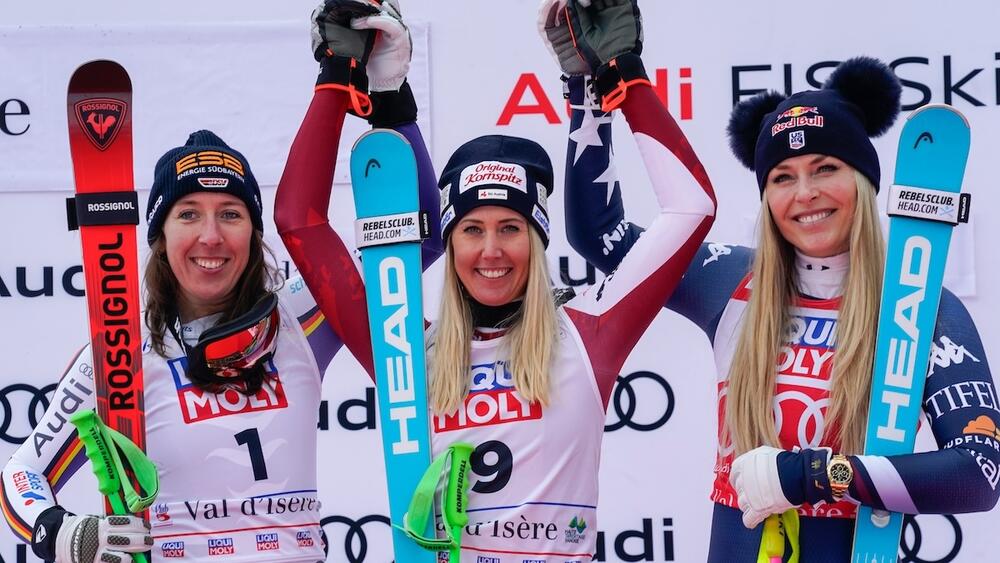 Podium descente dames Val d