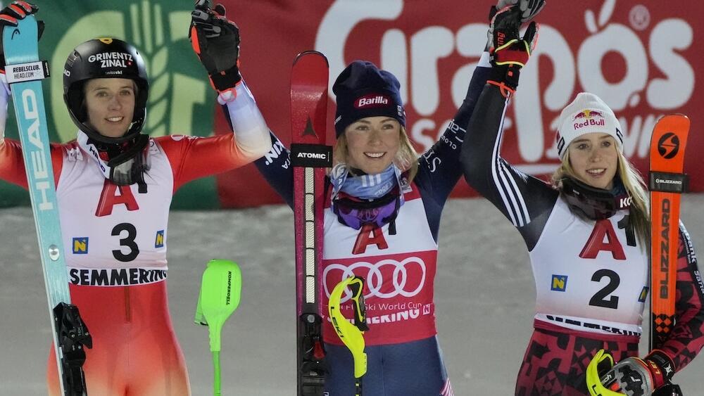 Podium slalom dames Semmering