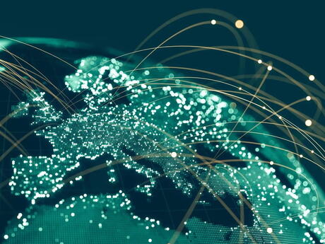 Norgeskart som er grønt med lysende punkter