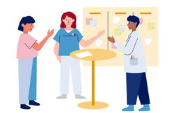 Illustrasjon med helsepersonell.