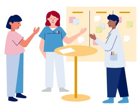 Illustrasjon med helsepersonell.