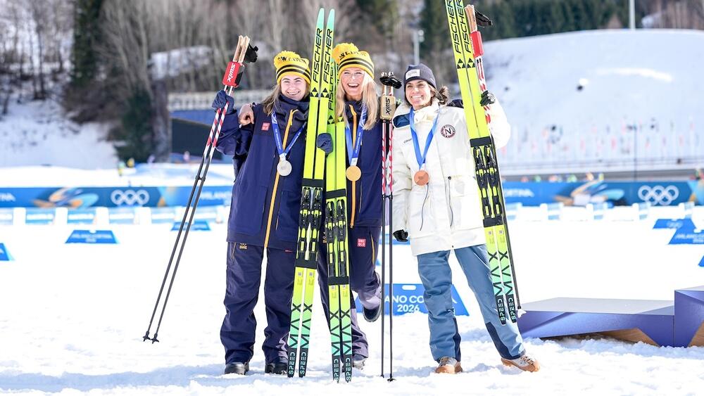Podium skiathlon dames JO 2026