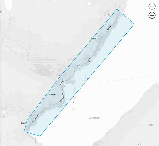 Kartutsnitt for planlagt vannavstengning Holand, Flesnesveien 14. april 2026