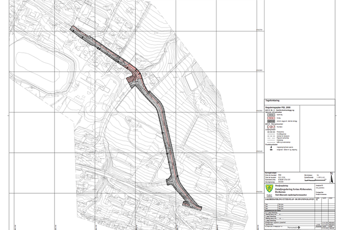 Kartutsnitt fortau Kirkeveien, Borkenes