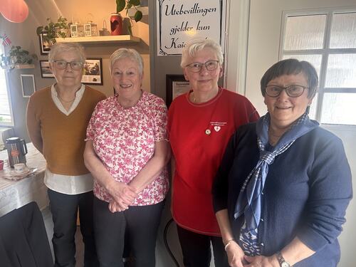 Disse damene representerte Husvær helselag da Brasøy mandag 4. mai ble tildelt folkehelseprisen for Nordland av Nasjonalforeningen for folkehelsen. Fra venstre: Kristin Lund, Karin Odden Edvardsen, Rita Unn Jensen og Lillian Vikedal.