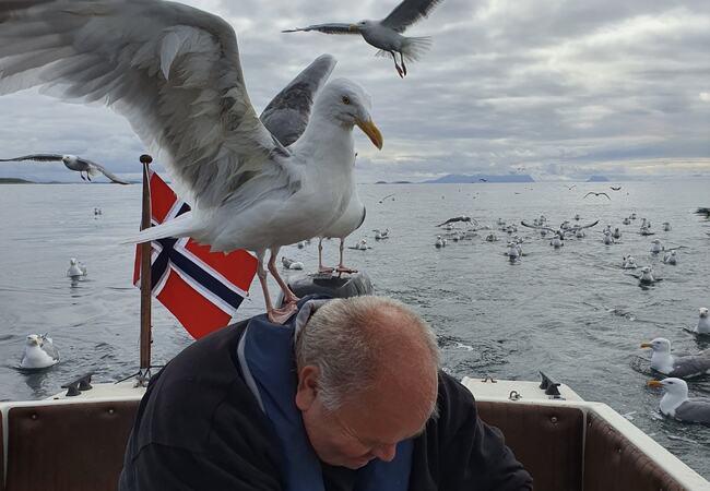 Blinkskudd på fisketur med ivrige tilskuere.(Foto: Aileen Thuseth)
