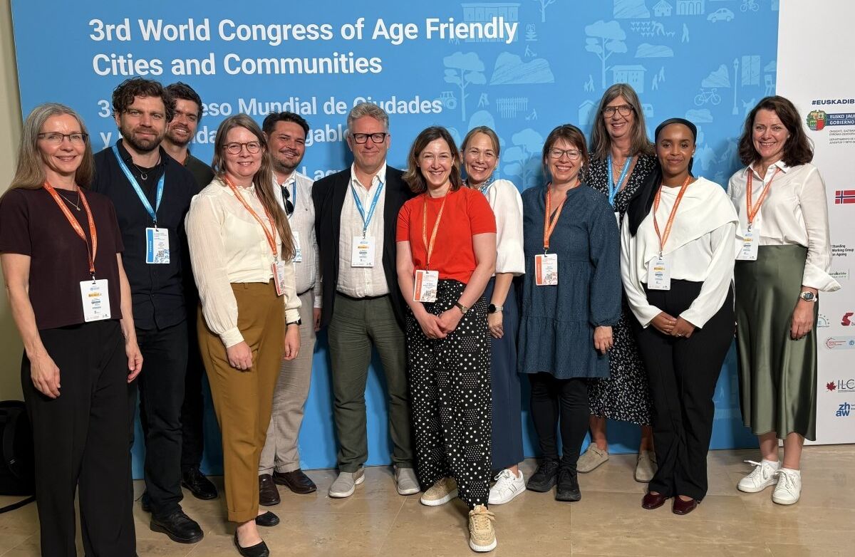 Norge var godt representert med en tverrfaglig delegasjon fra kommuner, statlige aktører, forskningsmiljøer og næringsliv. Foto: aldersvennlig.no Gruppebilde med den norsk delegasjonen.