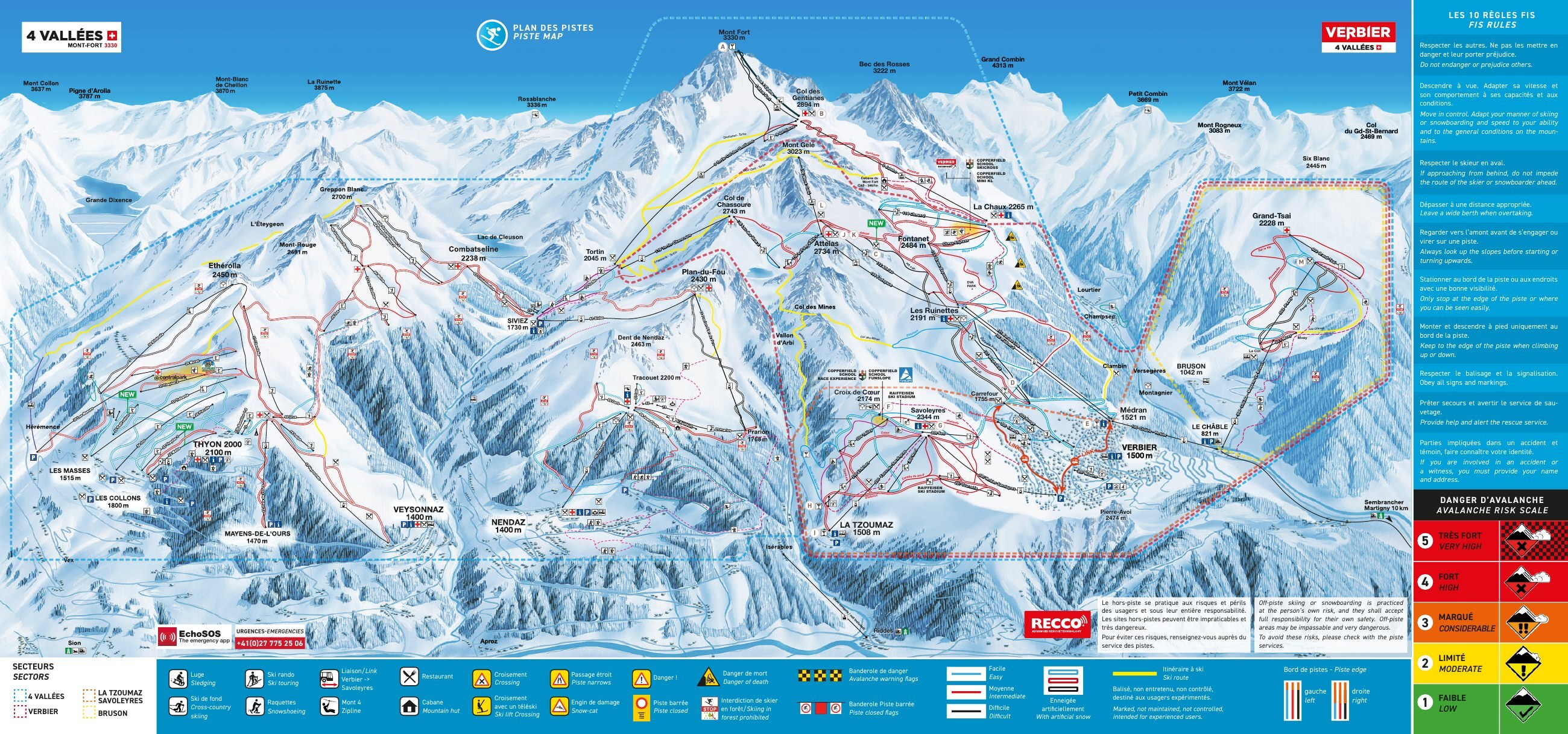 Plan des pistes de Verbier et des 4 Vallées